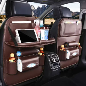 Bagsete Organizer til Bil – Med Klappbord & Multilommer