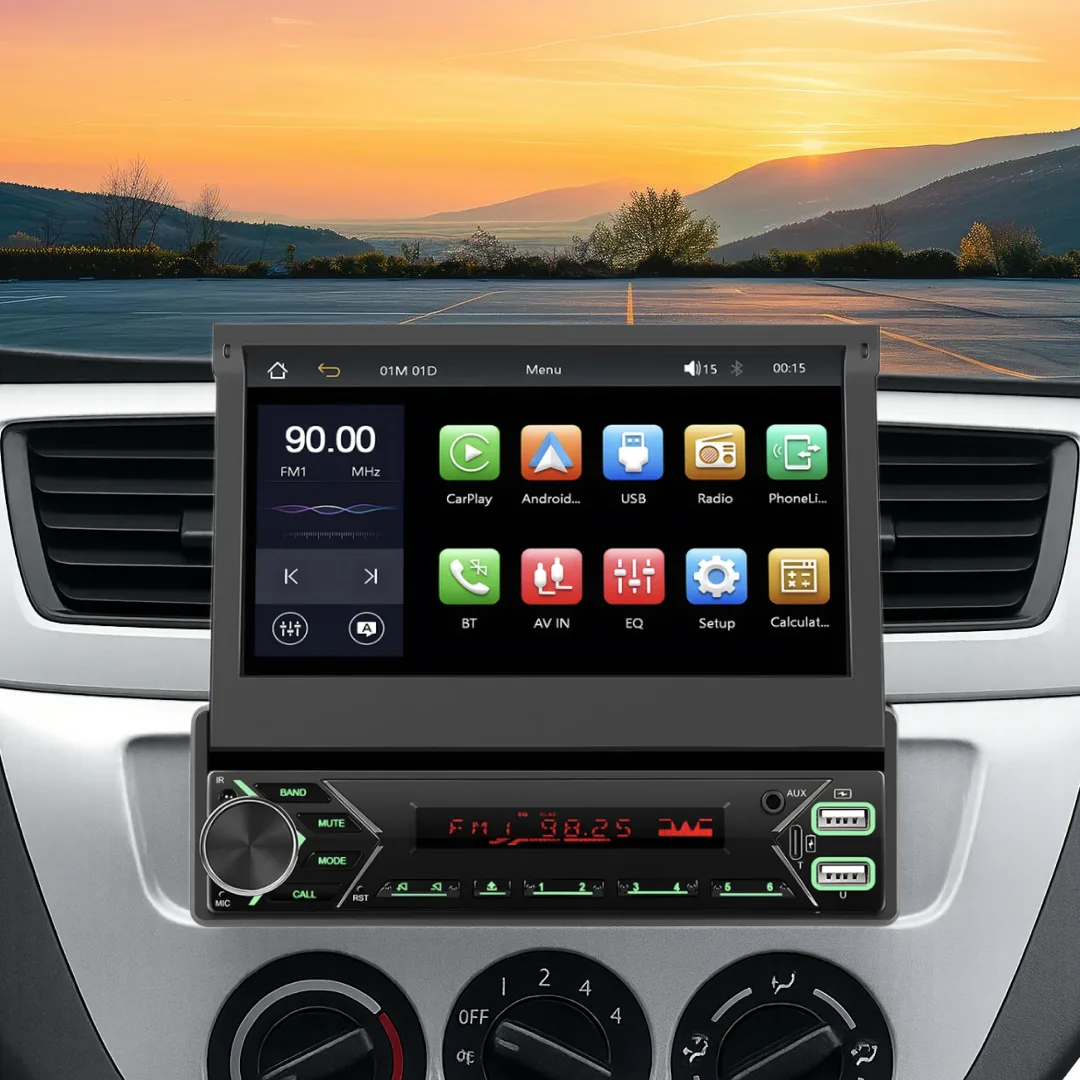1-DIN Bilradio med Udtrækkelig Skærm m. Apple CarPlay Og Android Auto2