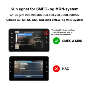 Trådløs Apple CarPlay & Android Auto modul til Peugeot Citroën SMEG MRN system